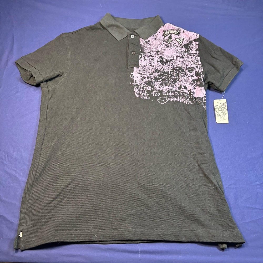 Fox Black and Purple Graphic Polo Shirt